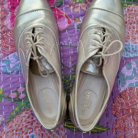 Cole Haan Women's Metallic Gold Loafers - Picture 1 of 5